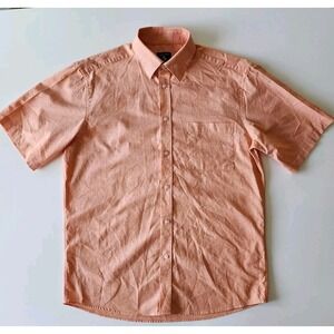 MODANGO Milano Shirt Mens Medium Orange Peach‎ Short Sleeve Cotton Beachy Summer